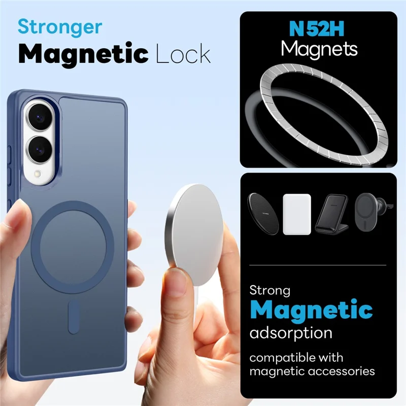 NORTHJO For Samsung Galaxy S25 Edge Case Translucent Matte Shockproof Phone Cover with Tempered Glass Film - Blue