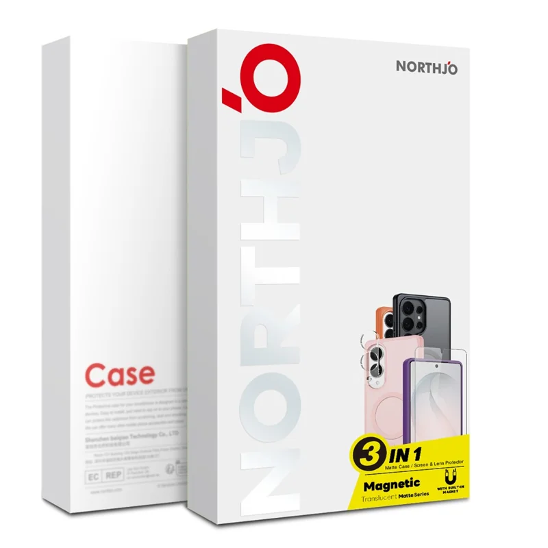 NORTHJO For Samsung Galaxy S24+ Magnetic Case Translucent Matte Shockproof Phone Cover Set with Front Screen Protector + Lens Film - Blue