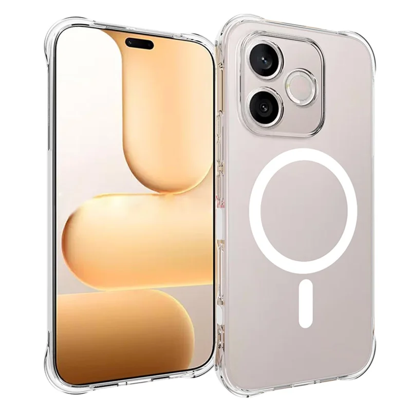 For Honor 600 Lite 5G Magnetic Case TPU Anti-drop Phone Back Cover - Transparent