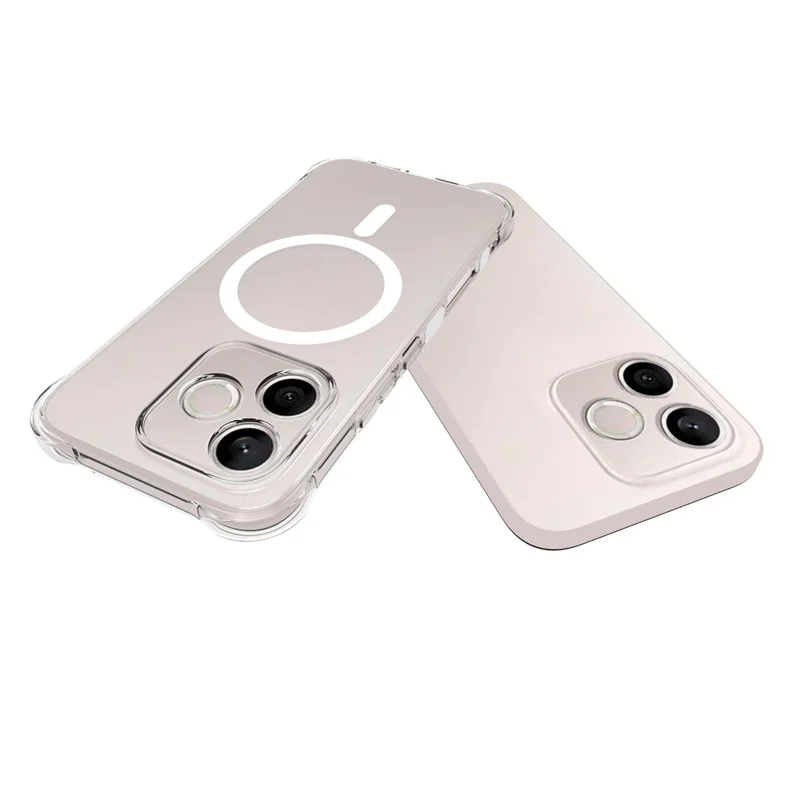 For Honor 600 Lite 5G Magnetic Case TPU Anti-drop Phone Back Cover - Transparent