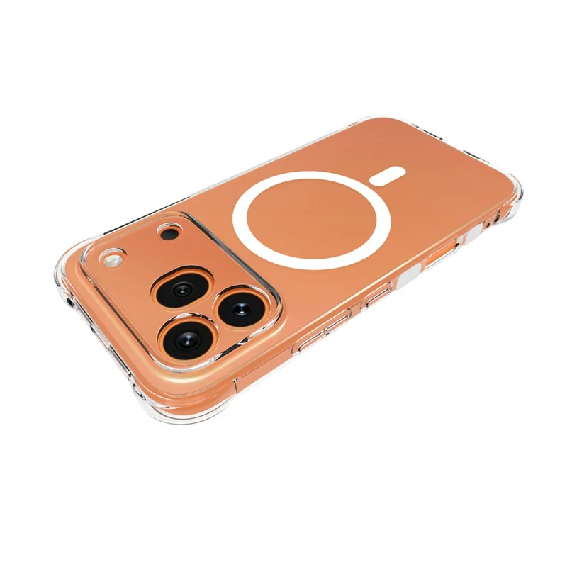 For Honor 600 Pro 5G Magnetic Case TPU Anti-drop Phone Back Cover - Transparent