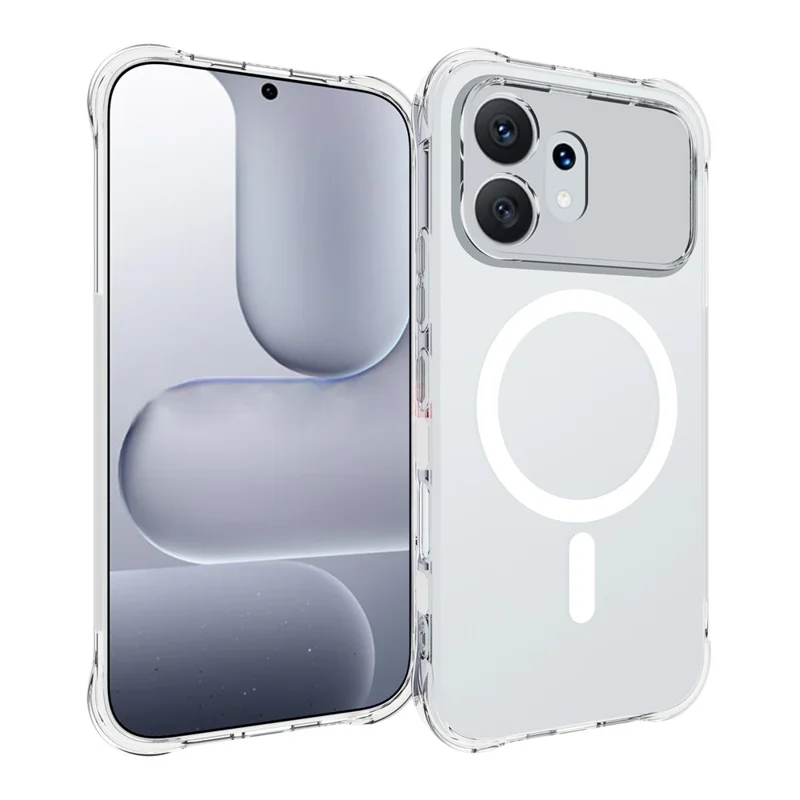 For Honor 600 5G Magnetic Case TPU Anti-drop Phone Back Cover - Transparent