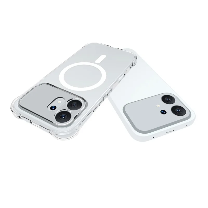 For Honor 600 5G Magnetic Case TPU Anti-drop Phone Back Cover - Transparent
