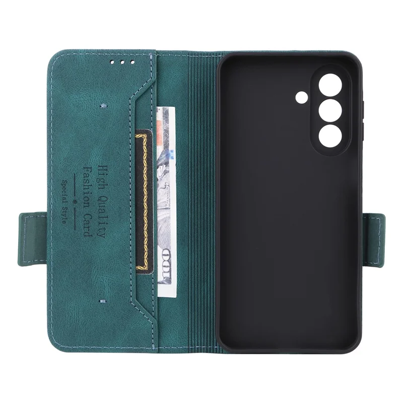 For Samsung Galaxy A27 Phone Case Leather Wallet Flip Phone Cover with Hardware Decor - Green