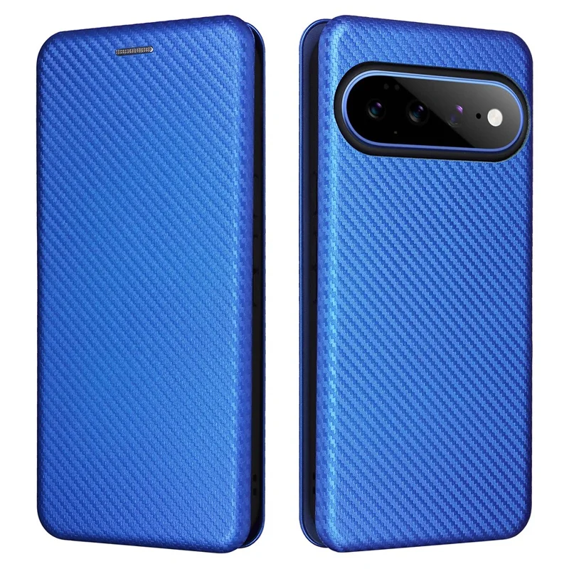 For Google Pixel 11 Pro XL Phone Case Carbon Fiber Texture Drop-Proof PU Leather Phone Cover - Blue
