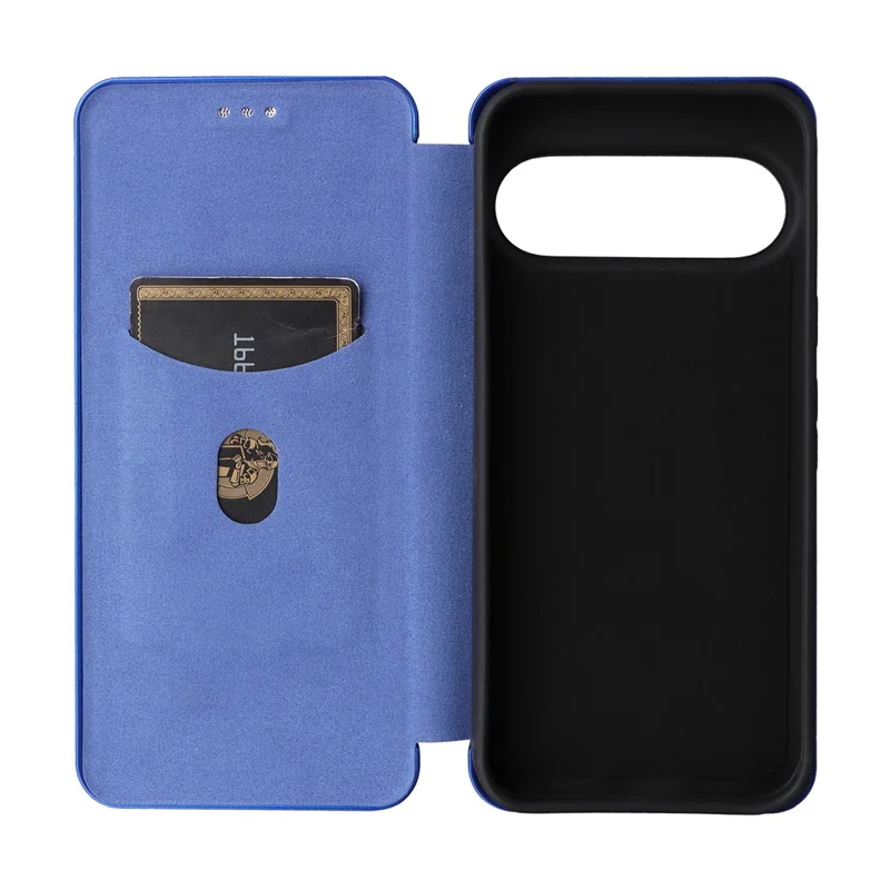 For Google Pixel 11 Pro XL Phone Case Carbon Fiber Texture Drop-Proof PU Leather Phone Cover - Blue