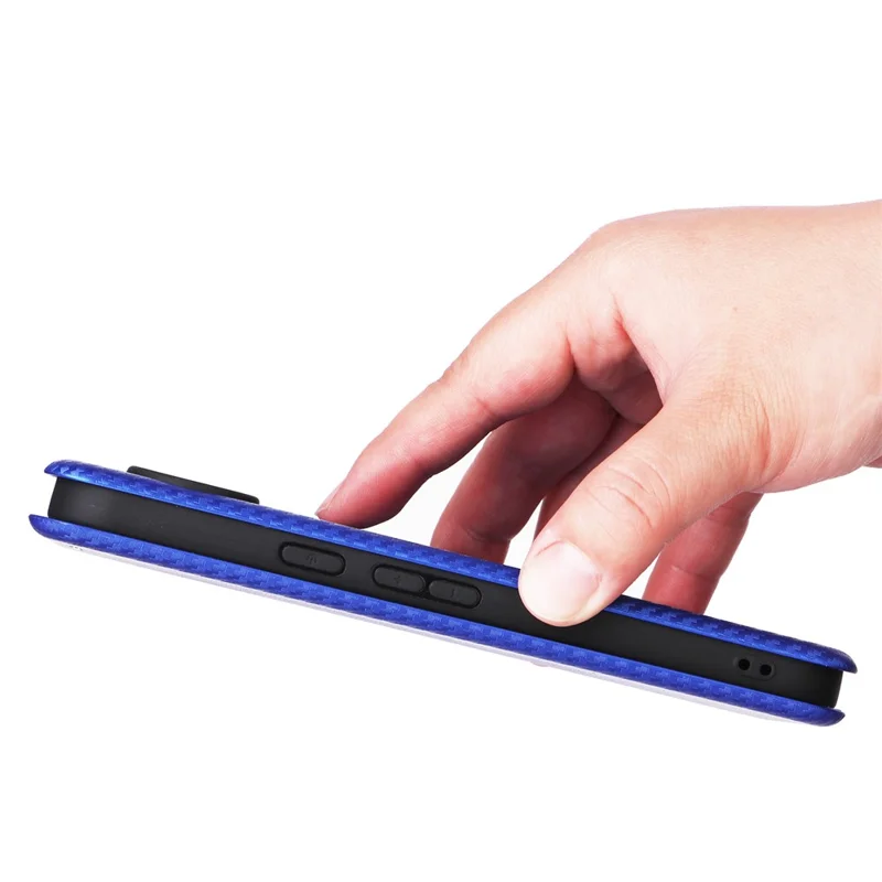 For Google Pixel 11 Pro XL Phone Case Carbon Fiber Texture Drop-Proof PU Leather Phone Cover - Blue