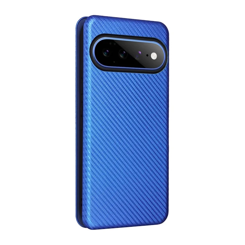 For Google Pixel 11 Pro XL Phone Case Carbon Fiber Texture Drop-Proof PU Leather Phone Cover - Blue