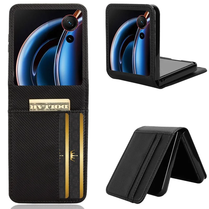 For ZTE nubia Flip3 5G Case Carbon Fiber Texture Shockproof PU + PC Phone Cover - Black