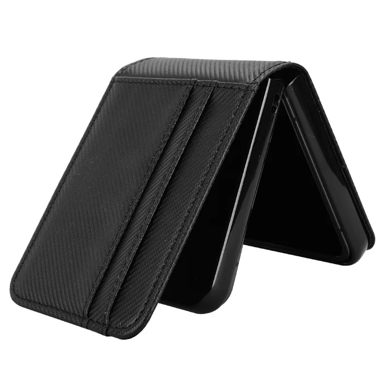 For ZTE nubia Flip3 5G Case Carbon Fiber Texture Shockproof PU + PC Phone Cover - Black