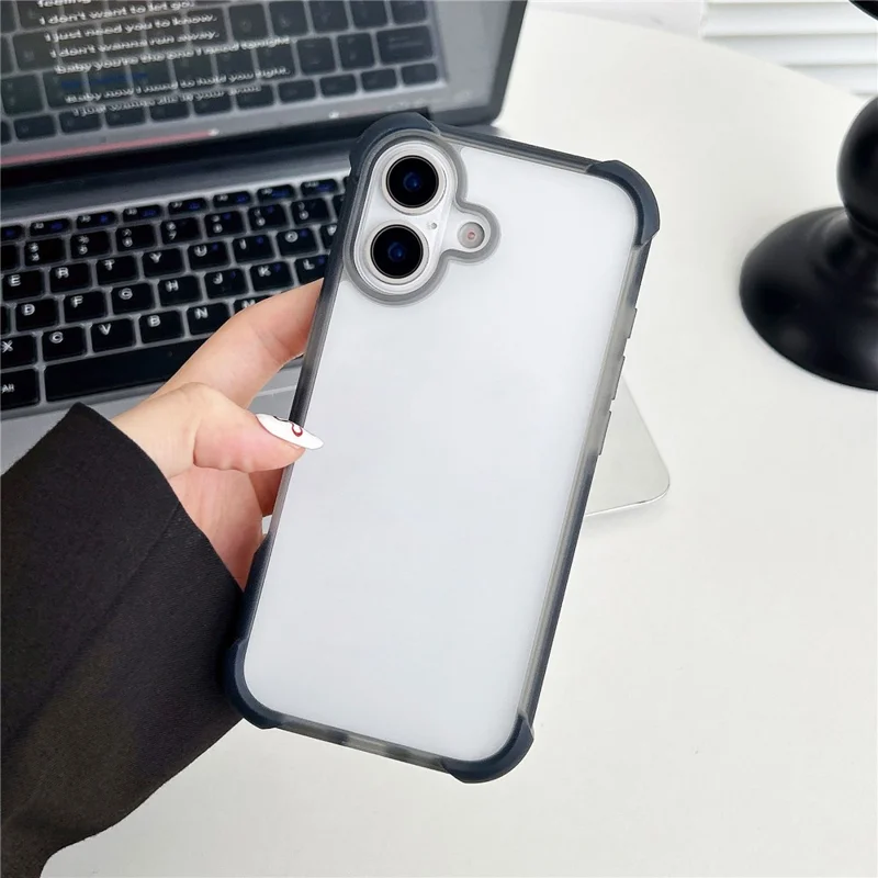 Groothandel voor iPhone 17 Matte Acryl Hoesje Vriendelijke TPU TPE PC Beschermlaag - Zwart