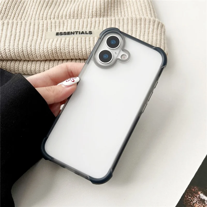 Groothandel voor iPhone 17 Matte Acryl Hoesje Vriendelijke TPU TPE PC Beschermlaag - Zwart