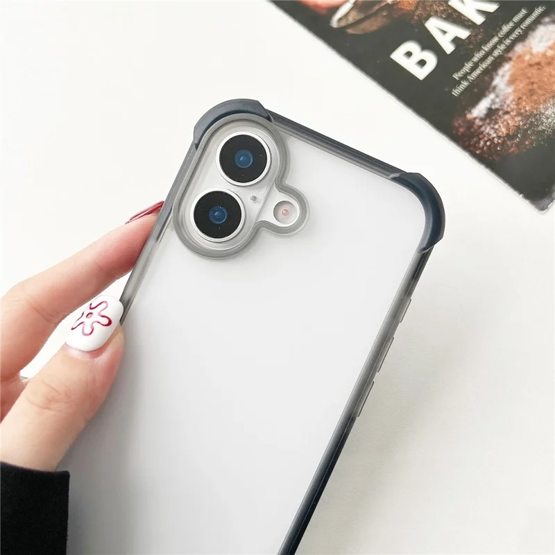 Groothandel voor iPhone 17 Matte Acryl Hoesje Vriendelijke TPU TPE PC Beschermlaag - Zwart