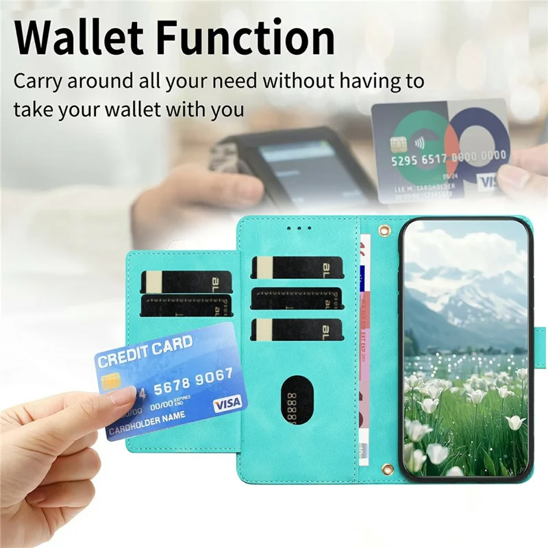 For Google Pixel 11 Pro XL Case Tulip Leather Phone Cover with 5 Card Slots Wallet - Green