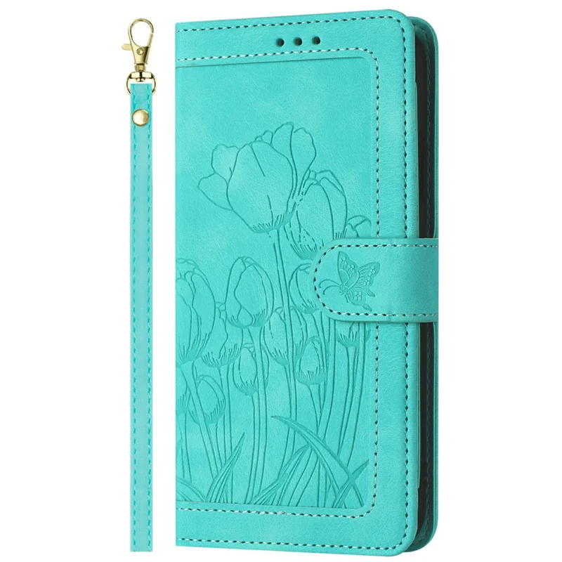 For Google Pixel 11 Pro XL Case Tulip Leather Phone Cover with 5 Card Slots Wallet - Green