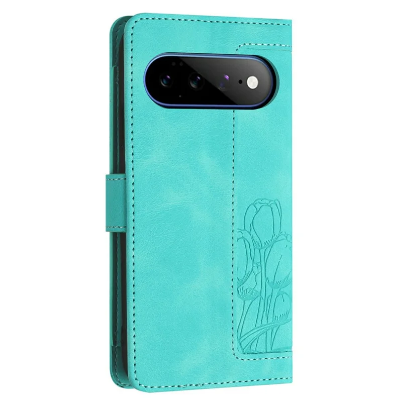 For Google Pixel 11 Pro XL Case Tulip Leather Phone Cover with 5 Card Slots Wallet - Green