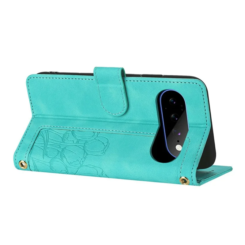 For Google Pixel 11 Pro XL Case Tulip Leather Phone Cover with 5 Card Slots Wallet - Green