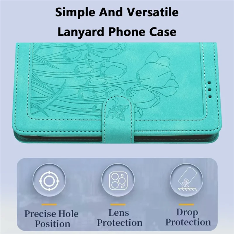 For Google Pixel 11 Pro XL Case Tulip Leather Phone Cover with 5 Card Slots Wallet - Green