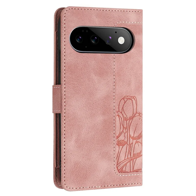 Til Google Pixel 11 Pro Case Tulip Læder Phone Cover med 5 kortfelter Wallet - Pink