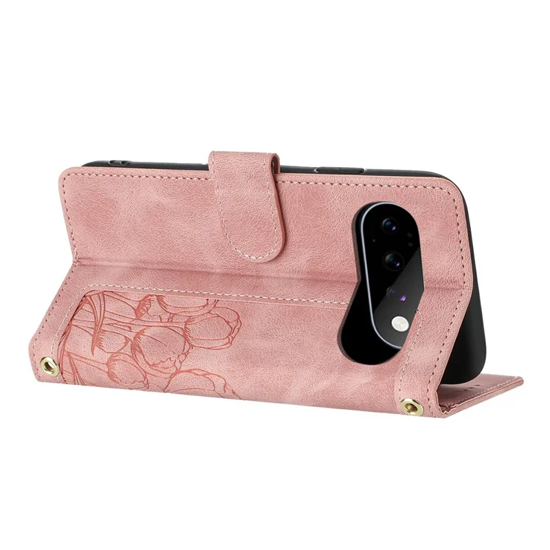 Til Google Pixel 11 Pro Case Tulip Læder Phone Cover med 5 kortfelter Wallet - Pink