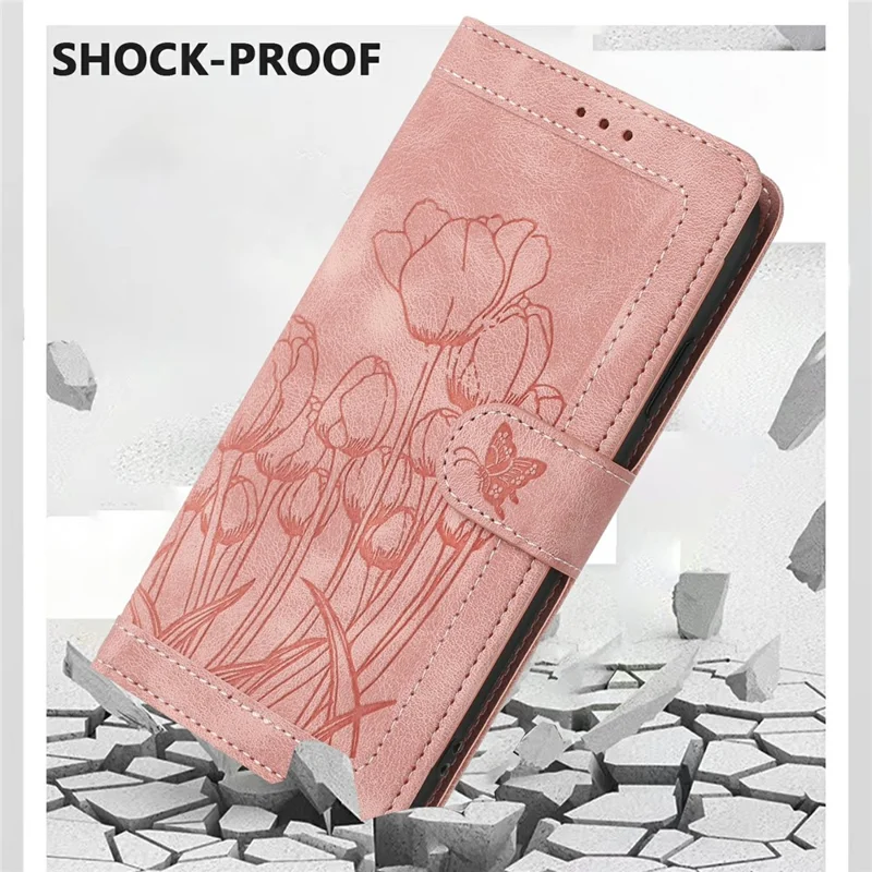 Til Google Pixel 11 Pro Case Tulip Læder Phone Cover med 5 kortfelter Wallet - Pink