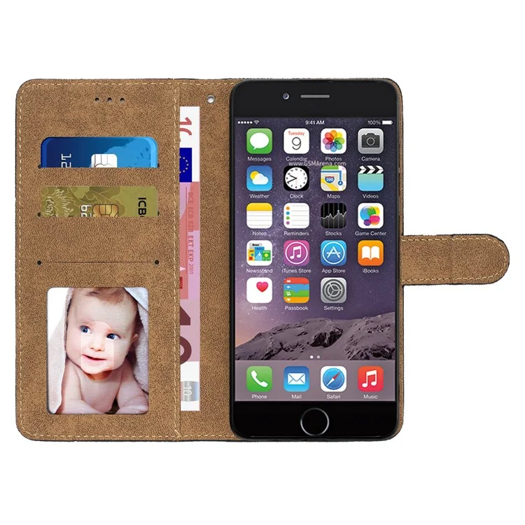 Custodia per telefono per iPhone 6 / 6s / 7 / 8 da 4,7 pollici / iPhone SE (2022) / SE (2020) con linee impresse, custodia antishock con supporto, texture in pelle di cavallo pazzo PU, con tracolla - Nero