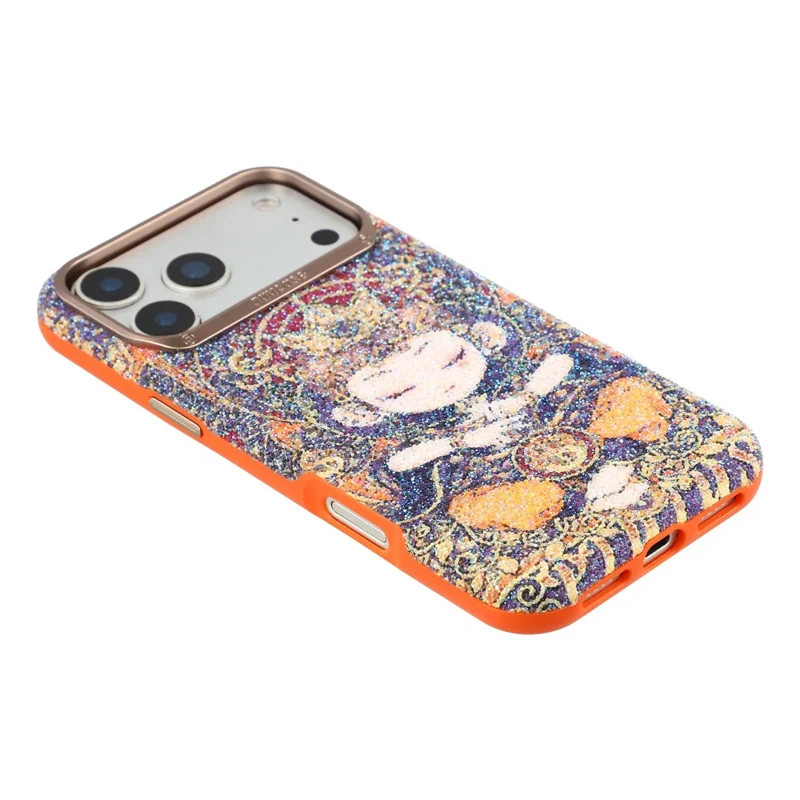 JAUCASE for iPhone 17 Pro Max Magnetic Case Glitter Buddha Pattern Shockproof TPU PC Cover - Orange