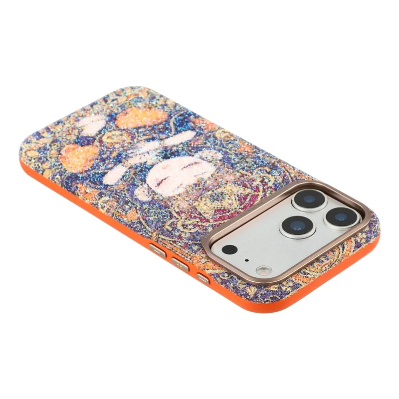 JAUCASE for iPhone 17 Pro Magnetic Case Glitter Buddha Pattern Shockproof TPU PC Cover - Orange