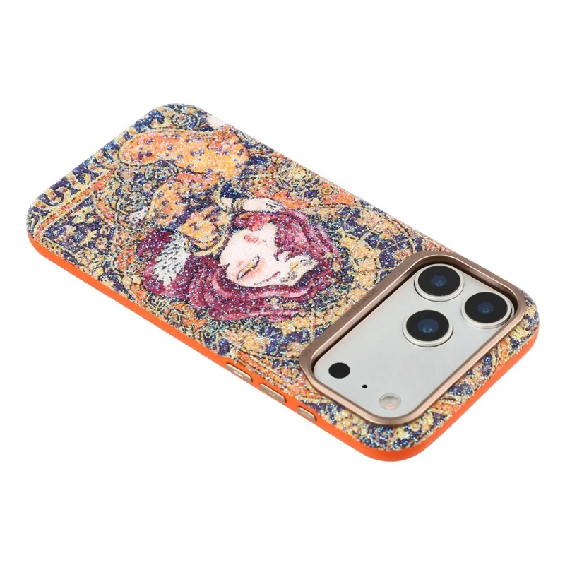 JAUCASE for iPhone 17 Pro Max Magnetic Case Glitter Queen Pattern Shockproof TPU PC Cover - Orange