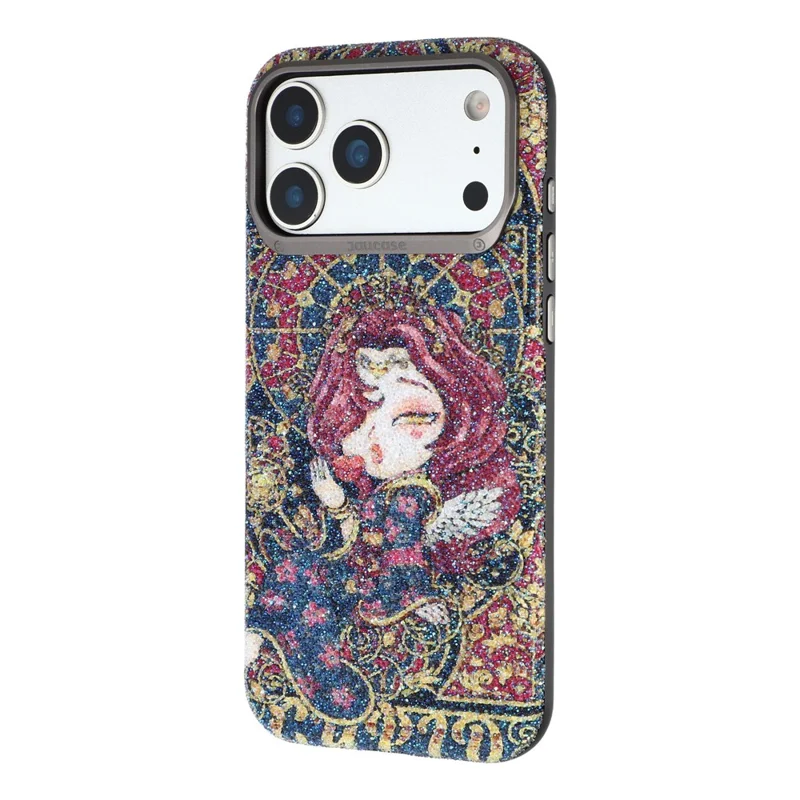 JAUCASE for iPhone 17 Pro Max Magnetic Case Glitter Queen Pattern Shockproof TPU PC Cover - Black