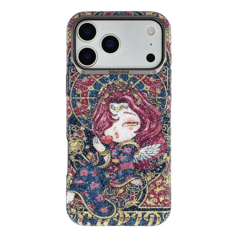 JAUCASE for iPhone 17 Pro Max Magnetic Case Glitter Queen Pattern Shockproof TPU PC Cover - Black