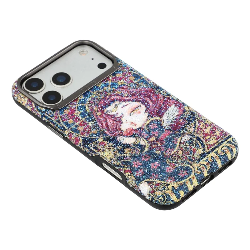 JAUCASE for iPhone 17 Pro Max Magnetic Case Glitter Queen Pattern Shockproof TPU PC Cover - Black