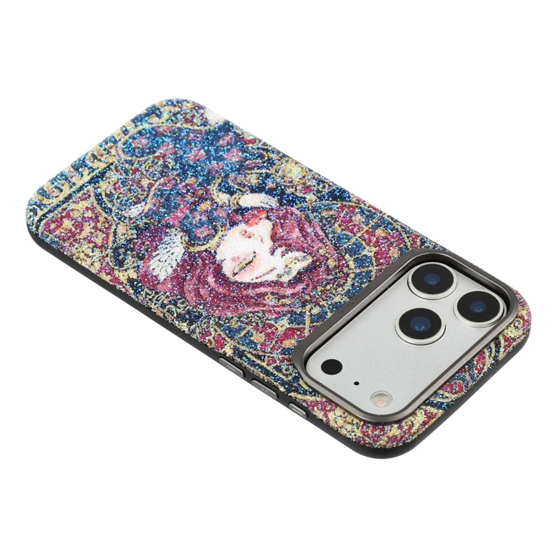 JAUCASE for iPhone 17 Pro Max Magnetic Case Glitter Queen Pattern Shockproof TPU PC Cover - Black