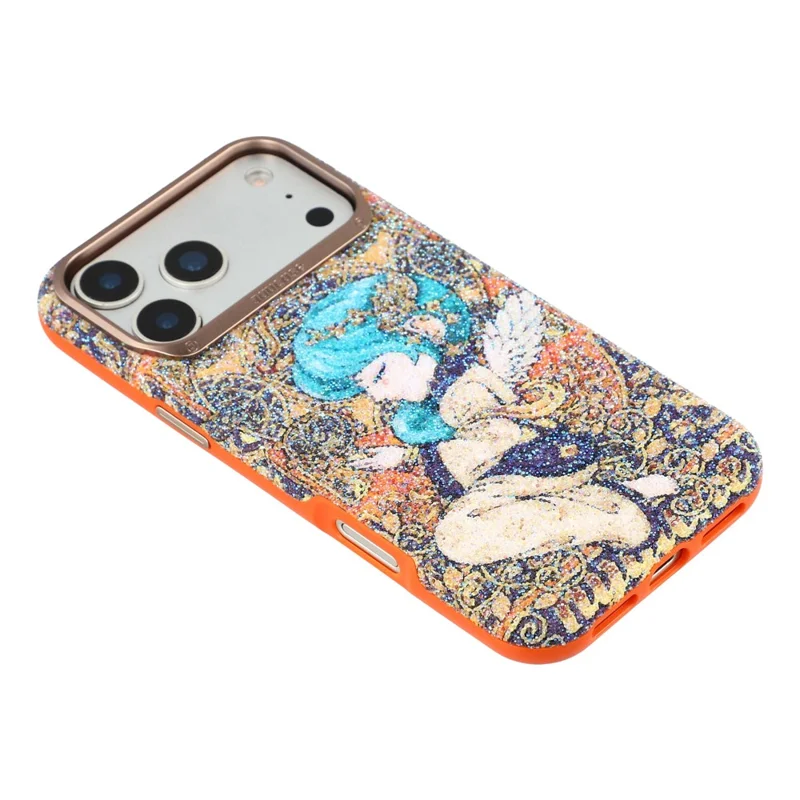 JAUCASE for iPhone 17 Pro Max Magnetic Case Glitter Angel Pattern Shockproof TPU PC Cover - Orange