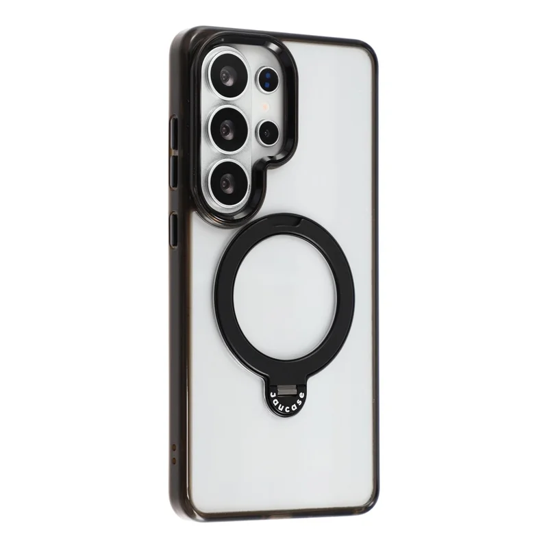 JAUCASE For Samsung Galaxy S26 Ultra Case with Rotating Kickstand TPU + PC Clear Phone Back Cover - Transparent Black