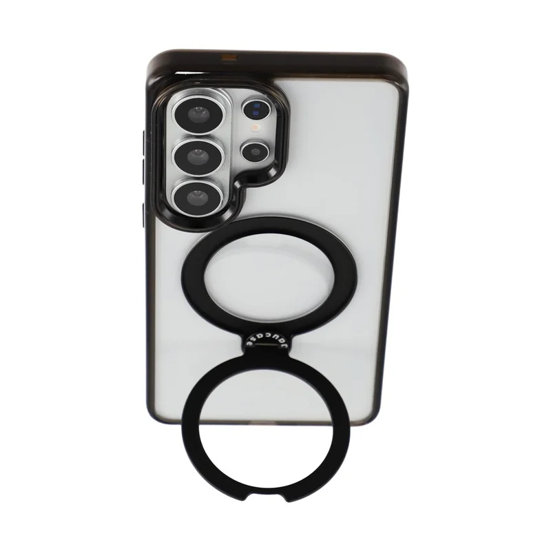 JAUCASE For Samsung Galaxy S26 Ultra Case with Rotating Kickstand TPU + PC Clear Phone Back Cover - Transparent Black
