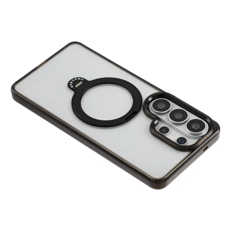 JAUCASE For Samsung Galaxy S26 Ultra Case with Rotating Kickstand TPU + PC Clear Phone Back Cover - Transparent Black