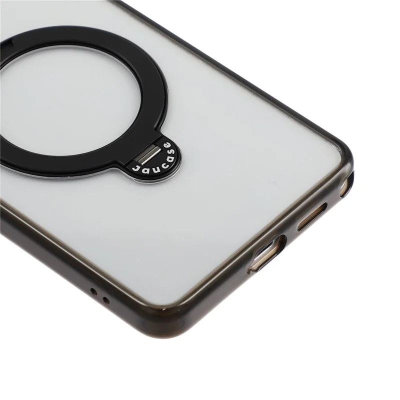 JAUCASE For Samsung Galaxy S26 Ultra Case with Rotating Kickstand TPU + PC Clear Phone Back Cover - Transparent Black