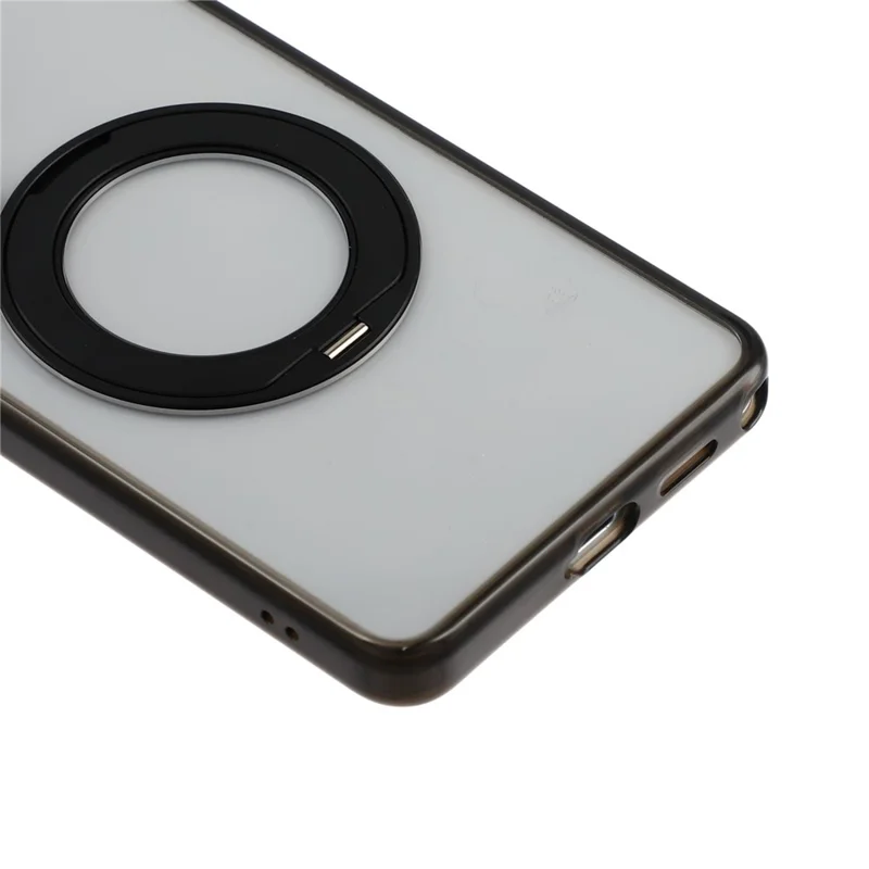 JAUCASE for Samsung Galaxy S26 Ultra Magnetic Case with 360° Rotating Ring Stand Clear TPU PC Shockproof Protective Cover - Transparent Black