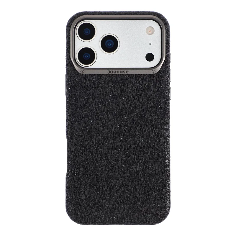 JAUCASE for iPhone 17 Pro Magnetic Case Glitter Caviar Craft Finish Shockproof TPU PC Cover - Black