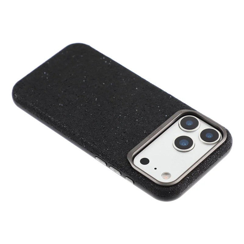 JAUCASE for iPhone 17 Pro Magnetic Case Glitter Caviar Craft Finish Shockproof TPU PC Cover - Black