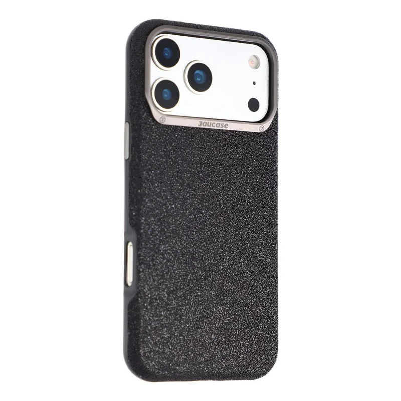 JAUCASE for iPhone 17 Pro Max Magnetic Case Glitter Caviar Craft Finish Shockproof TPU PC Cover - Black
