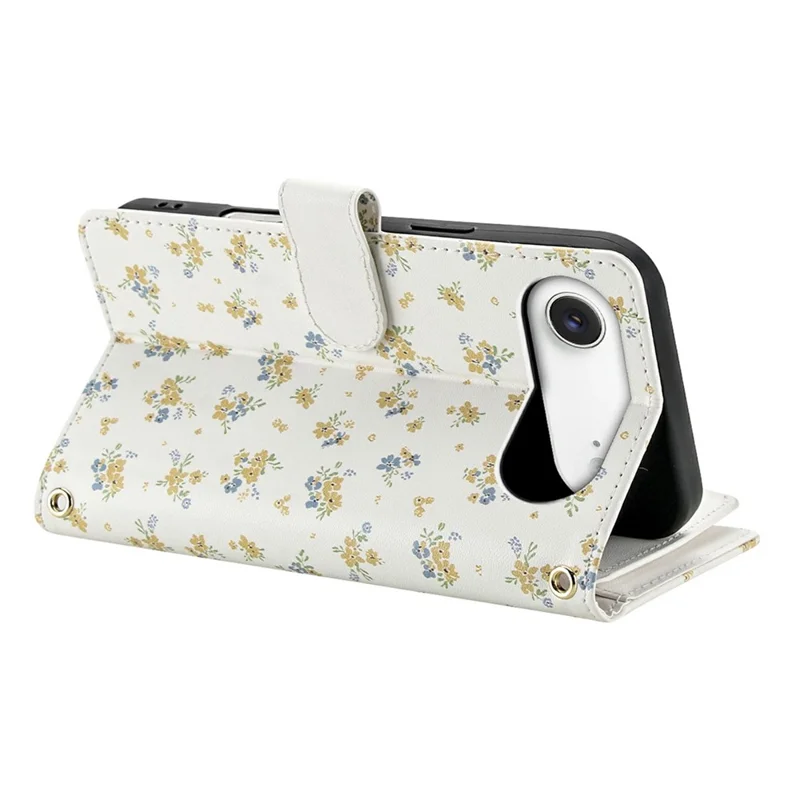 For iPhone Air Leather Case with Wrist Strap  /  Shoulder Strap Rhombic Floral Pattern Zipper Wallet Phone Cover - A1