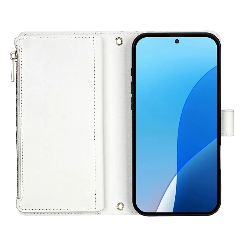 For Samsung Galaxy S26 Ultra Leather Case with Wrist Strap  /  Shoulder Strap Rhombic Floral Pattern Zipper Wallet Phone Cover - A5