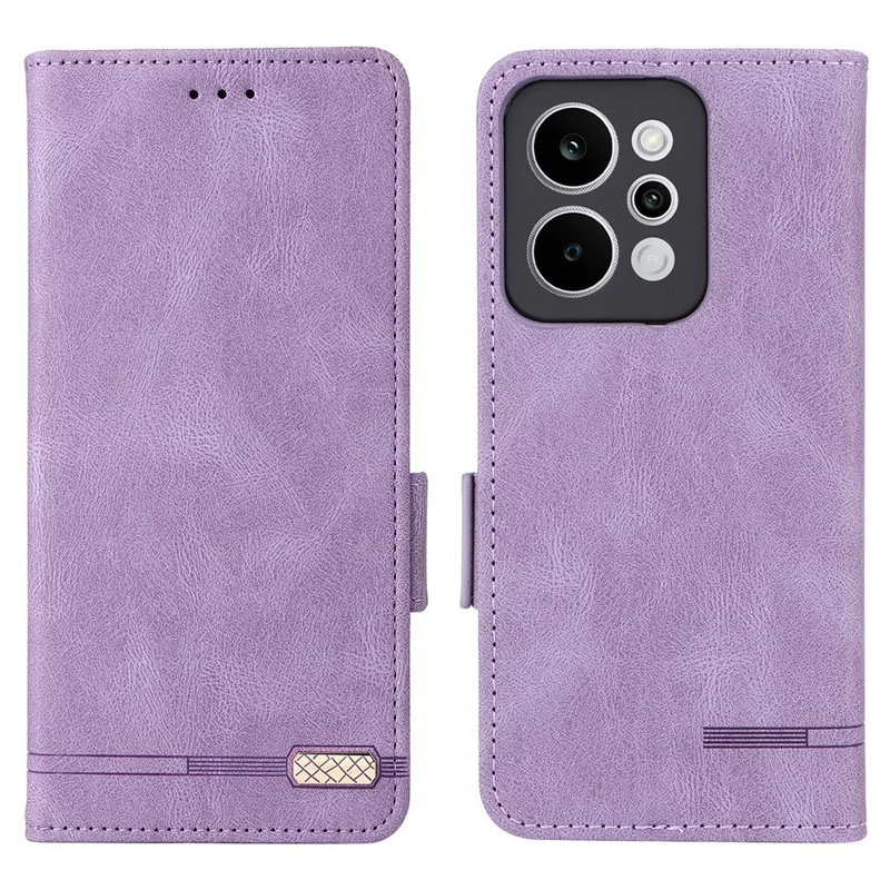 Til Realme P4 Power 5G Case Læder Wallet Flip Telefonbeskyttelse med Hardwaredekoration - Lilla