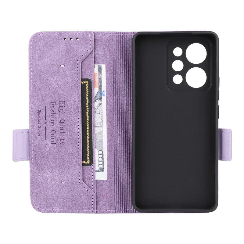 Til Realme P4 Power 5G Case Læder Wallet Flip Telefonbeskyttelse med Hardwaredekoration - Lilla