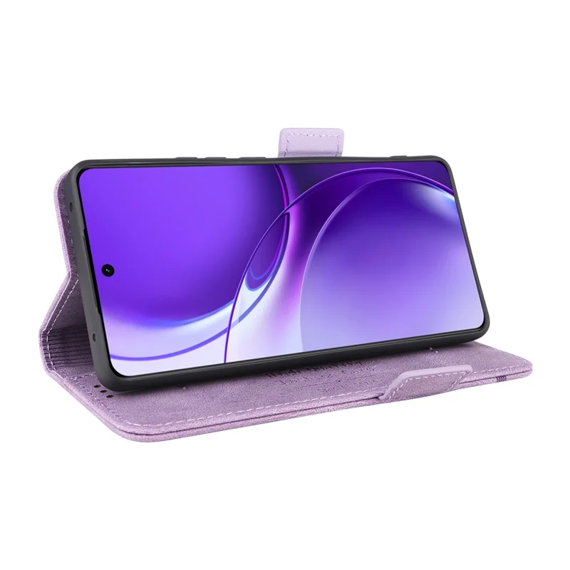Til Realme P4 Power 5G Case Læder Wallet Flip Telefonbeskyttelse med Hardwaredekoration - Lilla