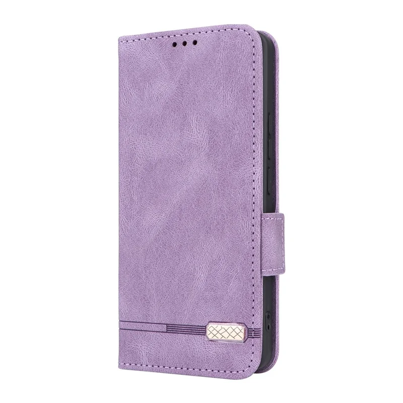 Til Realme P4 Power 5G Case Læder Wallet Flip Telefonbeskyttelse med Hardwaredekoration - Lilla