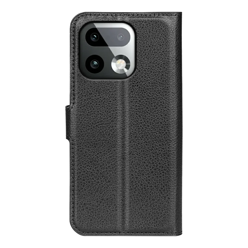 AMORUS til Realme 16 Pro+ 5G tegnebogstilfælde med litchi-struktur stødfast læder flip stand telefondekning - Sort