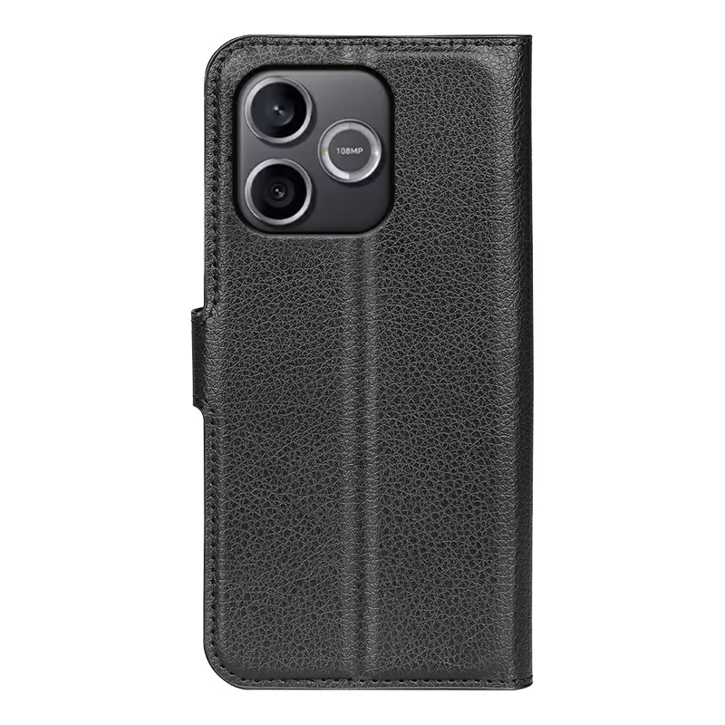 AMORUS etui portfelowe na Honor 600 Lite 5G, skórzane etui typu folio z tekurą litchi, odporno na wstrząsy, z podpiętą podstawką - Czarny